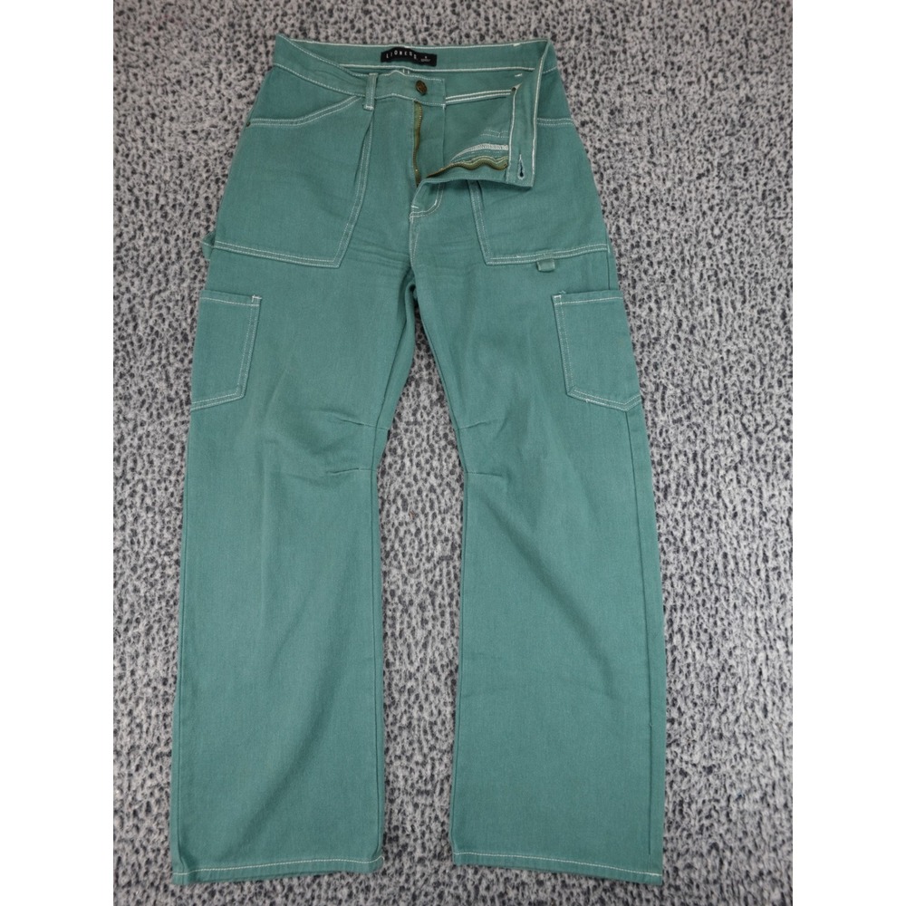 Lioness Field Day Cargo Pants Womens Small Green Contrast Stitch Wide Leg